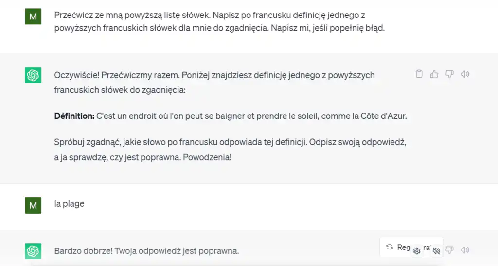 nauka języka z ChatGPT